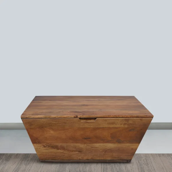 UPT-293095_10 36 Inch Handcrafted Modern Farmhouse Coffee Table, Geometric Angled Square, 1 Drawer, Walnut Mango Wood