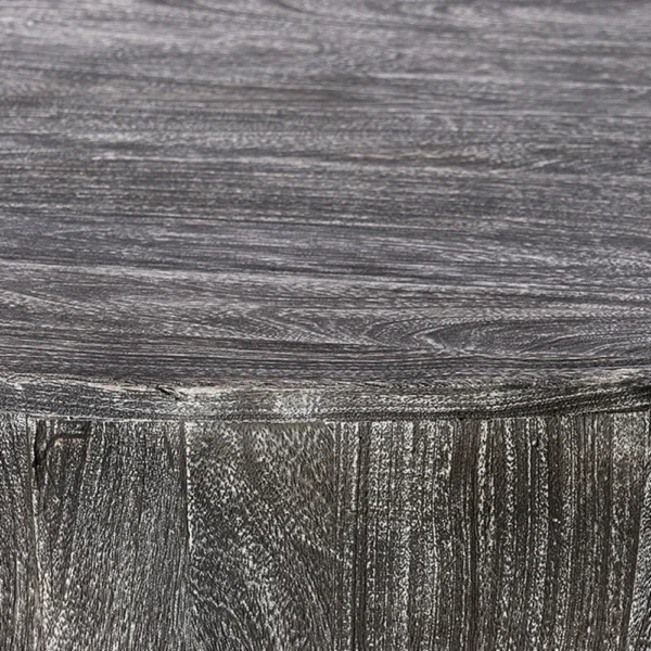 UPT-293098-Swatch-Image Arthur 36 Inch Farmhouse Style Handcrafted Mango Wood Coffee Table, Round Drum Shape, Sandblasted Black