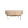 UPT-293347_1 36 Inch Modern Handcrafted Round Coffee Table, Oak White Wood Top with Grooved Edges, Black Iron Legs