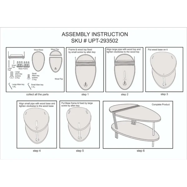 36 Inch Modern Coffee Table, Oval Elliptical Shape, White Mango Wood With Antique Brass