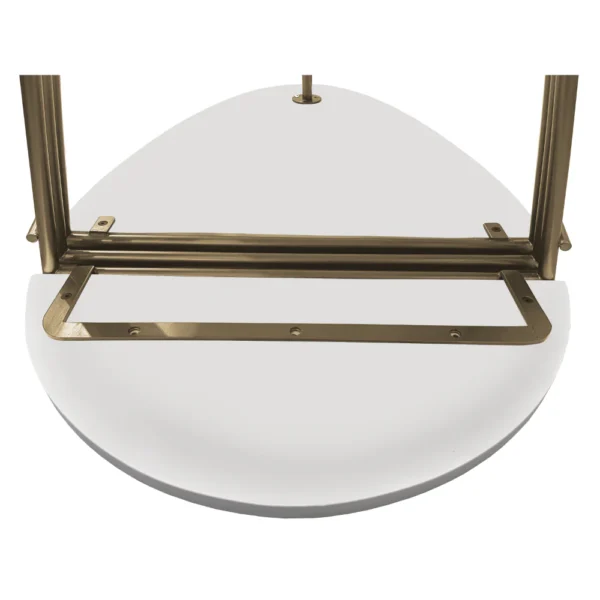 36 Inch Modern Coffee Table, Oval Elliptical Shape, White Mango Wood With Antique Brass