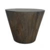 UPT-296152_1 24 Inch Side End Table, Round Drum Shape, Handcrafted Distressed Gray Mango Wood