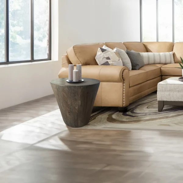 UPT-296152_10 24 Inch Side End Table, Round Drum Shape, Handcrafted Distressed Gray Mango Wood