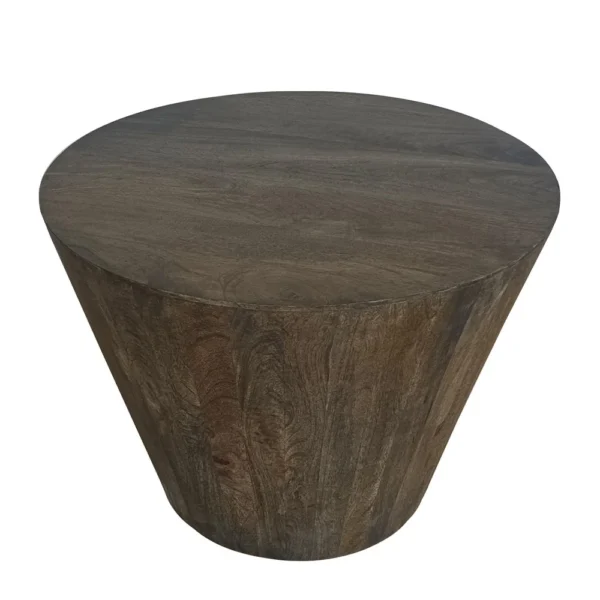 UPT-296152_2 24 Inch Side End Table, Round Drum Shape, Handcrafted Distressed Gray Mango Wood