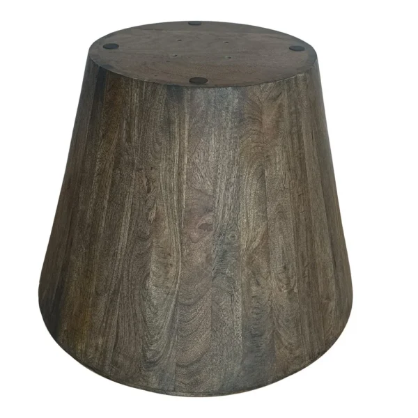 UPT-296152_3 24 Inch Side End Table, Round Drum Shape, Handcrafted Distressed Gray Mango Wood