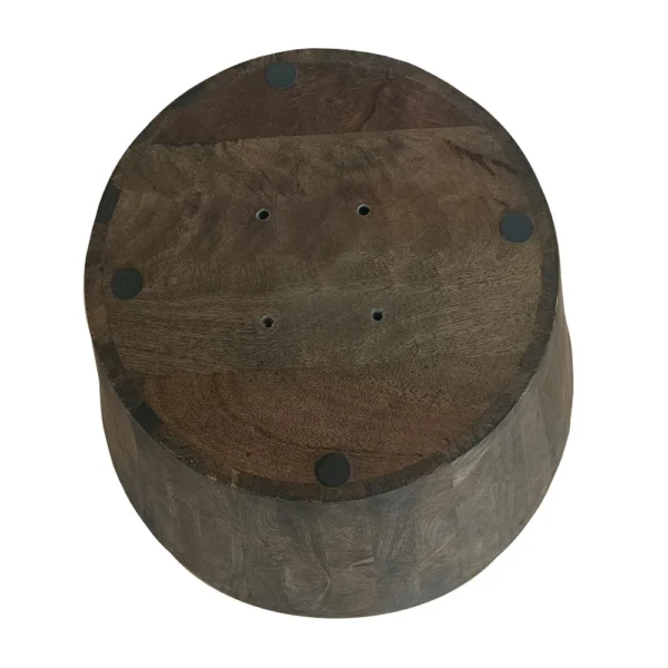 UPT-296152_5 24 Inch Side End Table, Round Drum Shape, Handcrafted Distressed Gray Mango Wood