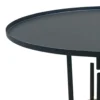 Neci 31 Inch Coffee Table, Round Matte Black Tray Top, Modern Rod Supports with Brass Base