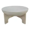 Tomas 32 Inch Coffee Table, Mango Wood Drum Top, Classic Washed White