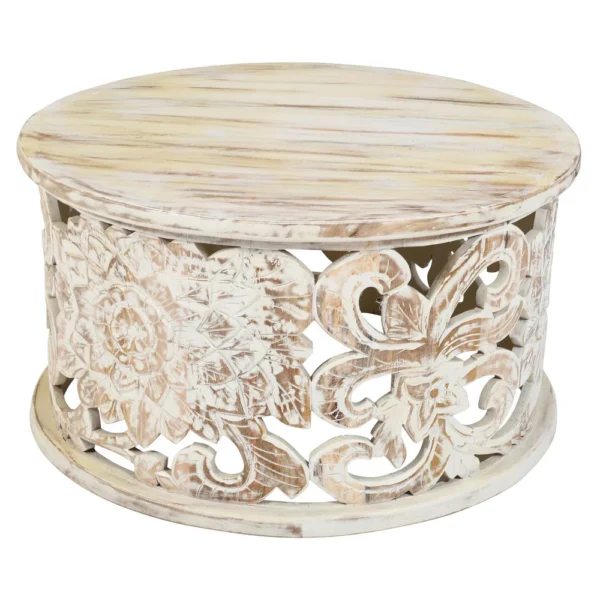 UPT-301718_1_cd96a4a4-587f-460a-a4b9-39efa2578c83 Alina Coffee Table Handcrafted Mango Wood Floral Carved Cut Out Design Distressed White Finish 33 Inch