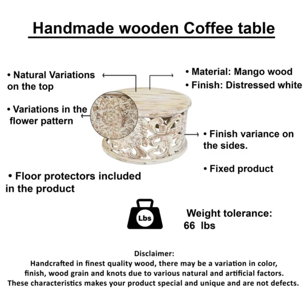 UPT-301718_7_f7f92707-0cf6-4f27-9fc1-b1b67cc6c2ed Alina Coffee Table Handcrafted Mango Wood Floral Carved Cut Out Design Distressed White Finish 33 Inch