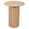Sejo Side End Table, 20 Inch Round Top with Fluted Base in Natural Brown Mango Wood