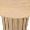 Sejo Side End Table, 20 Inch Round Top with Fluted Base in Natural Brown Mango Wood
