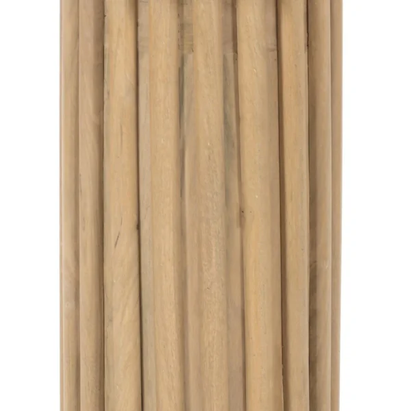 Sejo Side End Table, 20 Inch Round Top with Fluted Base in Natural Brown Mango Wood