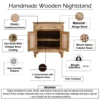 30 Inch Nightstand Table, Rattan Cabinet Doors and Drawer Fronts, Sandblasted Brown Mango Wood