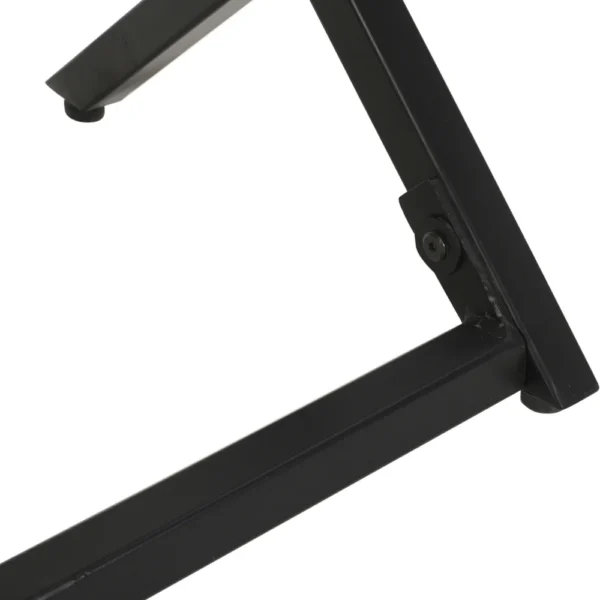 23 Inch Side End Table, Natural Brown Round Wood Top, Modern Black Angled Iron Legs