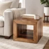 Cube Shape Rosewood Side Table With Cutout Bottom, Brown
