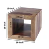 Cube Shape Rosewood Side Table With Cutout Bottom, Brown