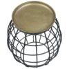 UPT-310004_4 Milo 2-Piece Coffee Table and End Table Set - Round Antique Brass Tray Top with Curved Cage Design Black Iron Base