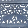 Jumbo 4 Panel Folding Room Divider Screen, Antique Blue Mango Wood, Elephant Motif Carved Design