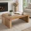 UPT-314336_13 Cascade 36 Inch Coffee Table, Handcrafted Natural Acacia Wood, Rectangular Curved Waterfall Top