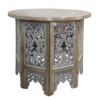 UPT-315246_1_cd03ec86-6247-4283-a079-963915444b3c Accent Side Table, 24 Inch Round Top, Mango Wood Floral Cut Out Carved Motifs, Washed White