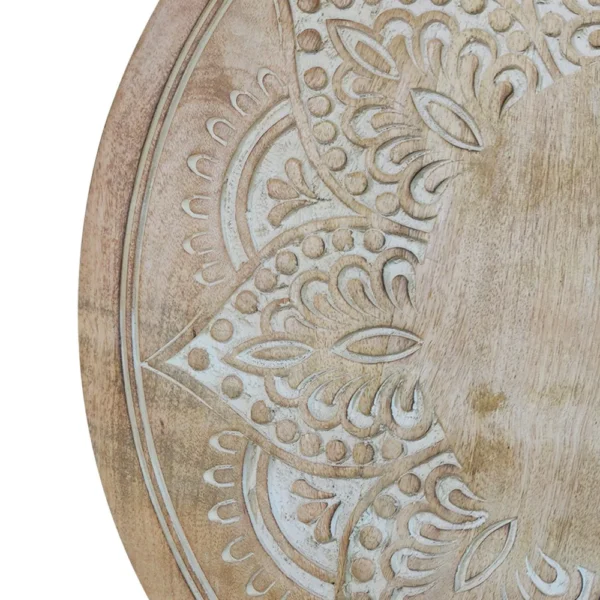 UPT-315246_5_63fd9f23-fa41-475f-b74d-8473895cfab3 Accent Side Table, 24 Inch Round Top, Mango Wood Floral Cut Out Carved Motifs, Washed White