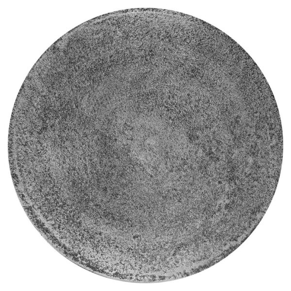 Vintage 23.6 Inch Accent Side Table, Round Top, Antique Silver Cast Aluminum Drum Base