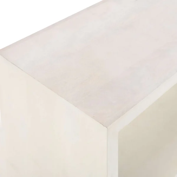 Keli 52 Inch Sofa Console Table, Mango Wood Handcrafted Open Frame, Rustic Washed White