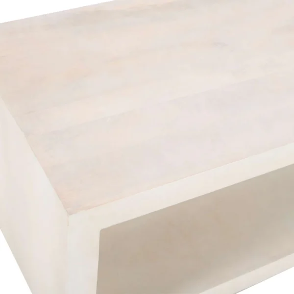 UPT-315990_2 Keli Coffee Table, 58 Inch Minimalist Open Frame, Rustic Washed White Mango Wood