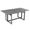 St Tropez Dining Table, 72 Inch Rectangular Mango Wood Top with Iron Trestle Base, 6 Seater, Gray and Black
