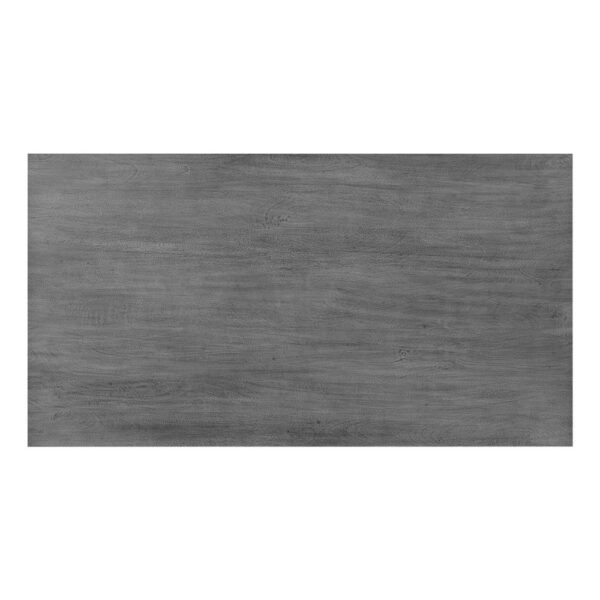 St Tropez Dining Table, 72 Inch Rectangular Mango Wood Top with Iron Trestle Base, 6 Seater, Gray and Black