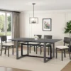 St Tropez Dining Table, 72 Inch Rectangular Mango Wood Top with Iron Trestle Base, 6 Seater, Gray and Black