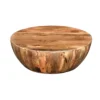 Arthur Mango Wood 35.5 Inch Coffee Table In Round Shape, Dark Brown