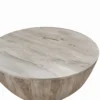 UPT-32181_3 Arthur 35.5 Inch Round Mango Wood Coffee Table, Subtle Grains, Distressed White