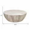 UPT-32181_6 Arthur 35.5 Inch Round Mango Wood Coffee Table, Subtle Grains, Distressed White
