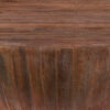 Arthur Handcarved 48 Inch Drum Shape Round Top Mango Wood Distressed Wooden Coffee Table, Brown