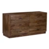 Tao 6 Drawers Dresser, Mango Wood, Walnut Finish, 60"