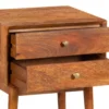 Nali Bedside Nightstand Table, 2 Drawers, Natural Brown Mango Wood, Brass Knobs
