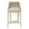 Avira 30 Inch Set of 2 Barstool Chairs | Handcrafted Mango Wood | Cotton Rope Weaving | Beige Cushion
