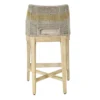 Avira 30 Inch Set of 2 Barstool Chairs | Handcrafted Mango Wood | Cotton Rope Weaving | Beige Cushion
