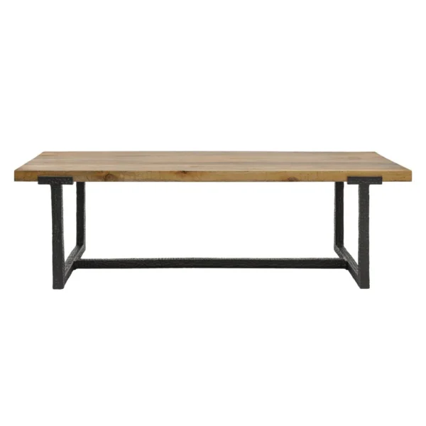 Marlon 48" Coffee Table | Handmade Aluminum Cast Black Frame | Natural Brown Solid Mango Wood Top
