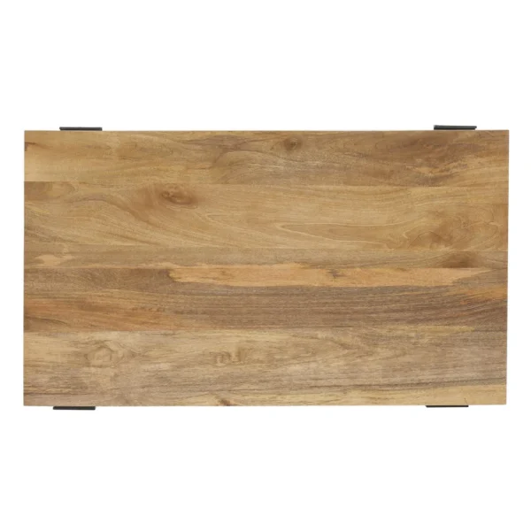 Marlon 48" Coffee Table | Handmade Aluminum Cast Black Frame | Natural Brown Solid Mango Wood Top