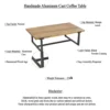 Marlon 48" Coffee Table | Handmade Aluminum Cast Black Frame | Natural Brown Solid Mango Wood Top