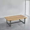Marlon 48" Coffee Table | Handmade Aluminum Cast Black Frame | Natural Brown Solid Mango Wood Top