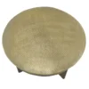 Arden Coffee Table | Round Hammered Metal Top | Mango Wood Base| Antique Brass