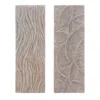UPT-330435 2pc Wood Wall Art Panels | 16x48 Inch Abstract Geometric and Wave Pattern Decor | Distressed Gray