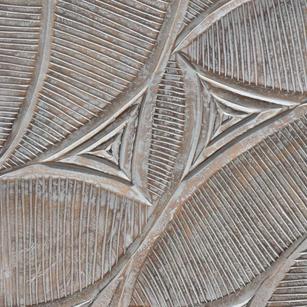 UPT-330435_2 2pc Wood Wall Art Panels | 16x48 Inch Abstract Geometric and Wave Pattern Decor | Distressed Gray