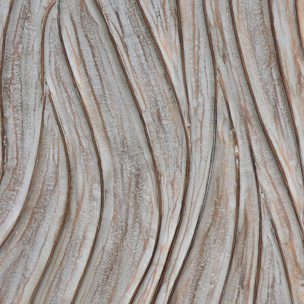 UPT-330435_3 2pc Wood Wall Art Panels | 16x48 Inch Abstract Geometric and Wave Pattern Decor | Distressed Gray