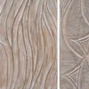 UPT-330435_4 2pc Wood Wall Art Panels | 16x48 Inch Abstract Geometric and Wave Pattern Decor | Distressed Gray