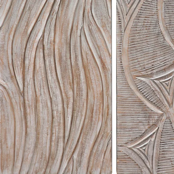 UPT-330435_4 2pc Wood Wall Art Panels | 16x48 Inch Abstract Geometric and Wave Pattern Decor | Distressed Gray